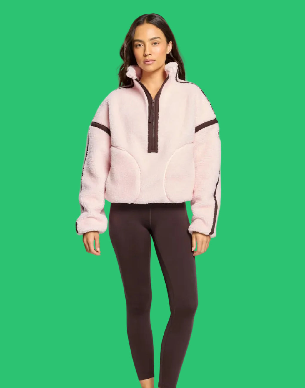 GYM + COFFEE INDUSTRY FLEECE - Ballet Pink Half Zip