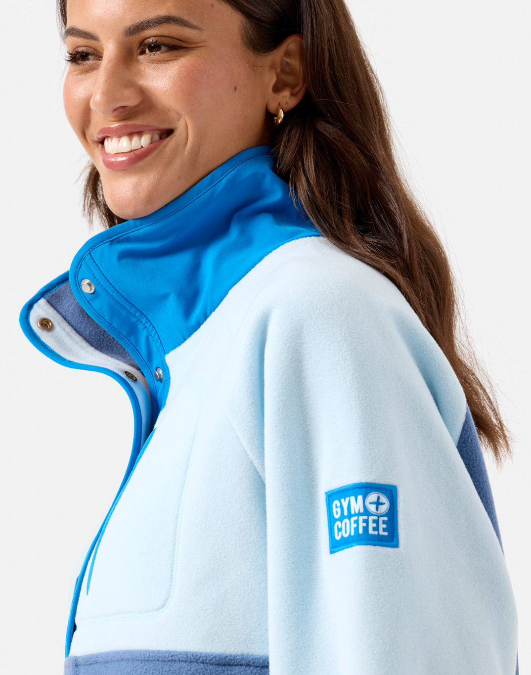 GYM+COFFEE SNAP POLAR FLEECE - Oasis Light Blue