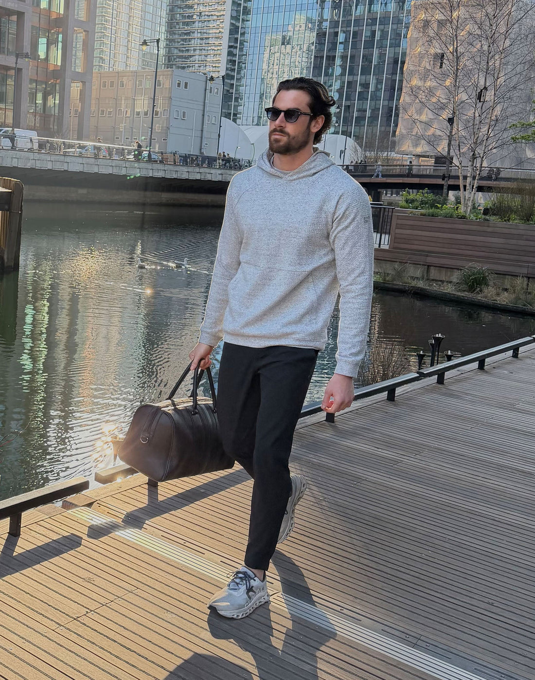 GYM=COFFEE TEXTURED HOODIE - GREY