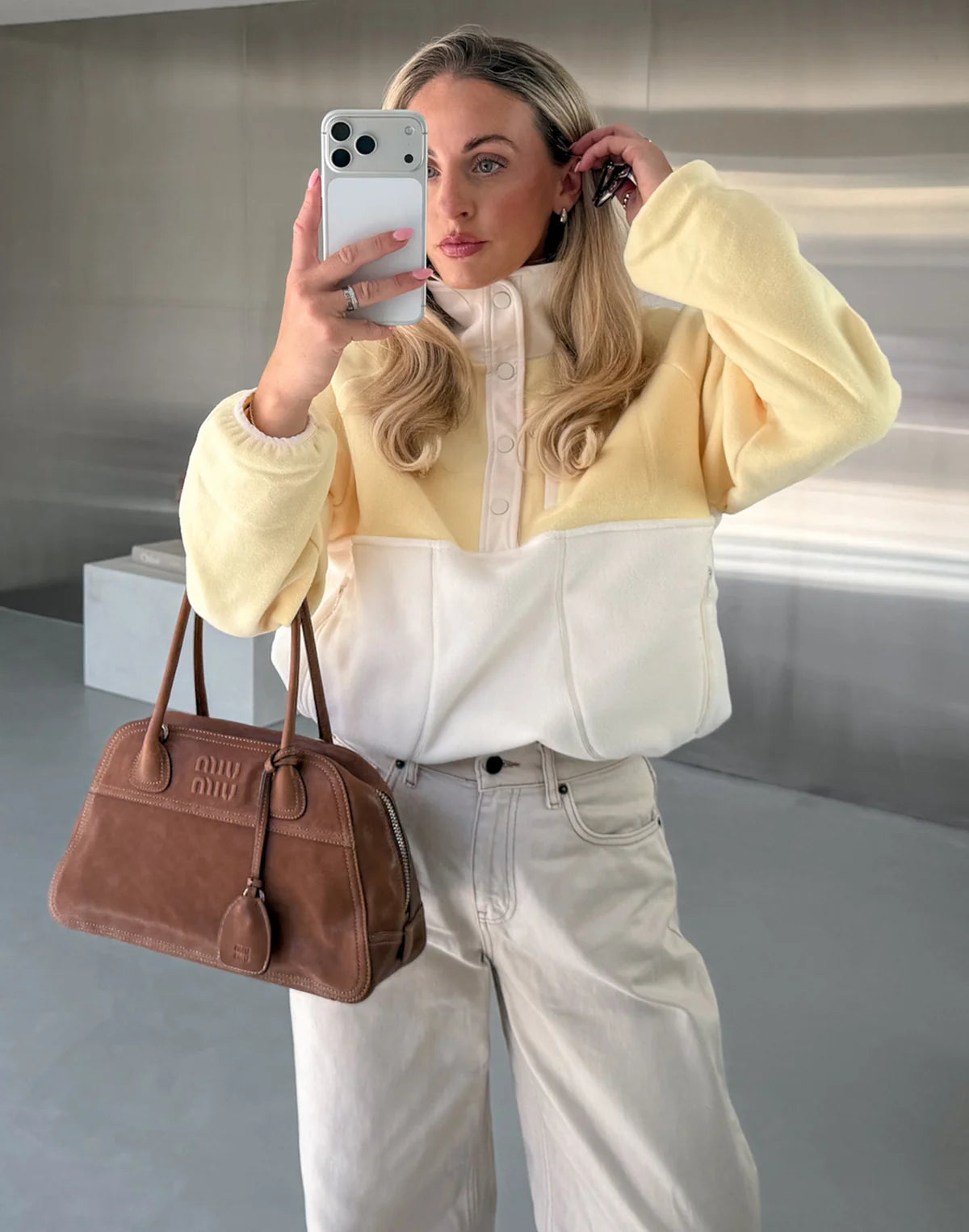 GYM+COFFEE Snap Polar Fleece - Pale Vanilla