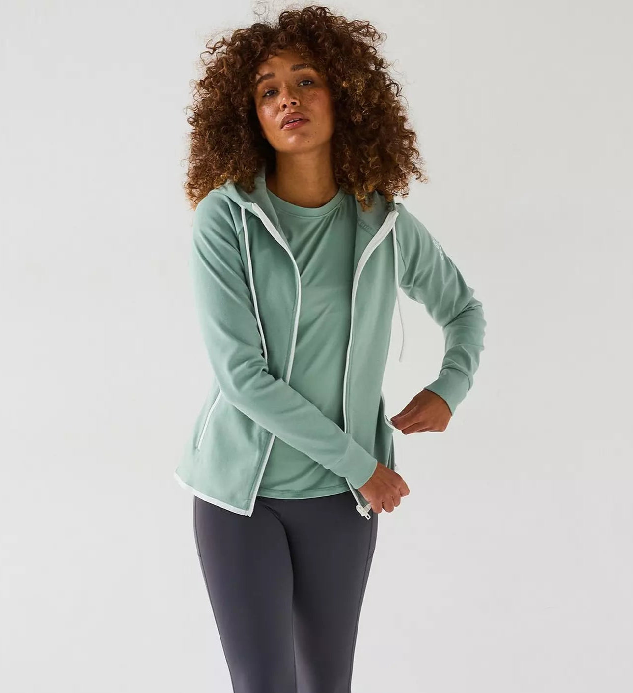 GYM + COFFEE - Mint Green Chill Full Zip Hoodie