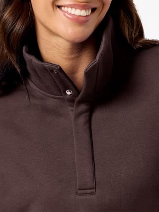 GYM+COFFEE SNAP COLLAR SIERRAFLEECE - Mocha Bean