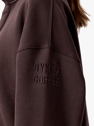 GYM+COFFEE SNAP COLLAR SIERRAFLEECE - Mocha Bean