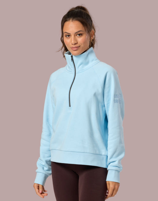 GYM+COFFEE Clubhouse Quarter Zip Hoodie - Baby Blue