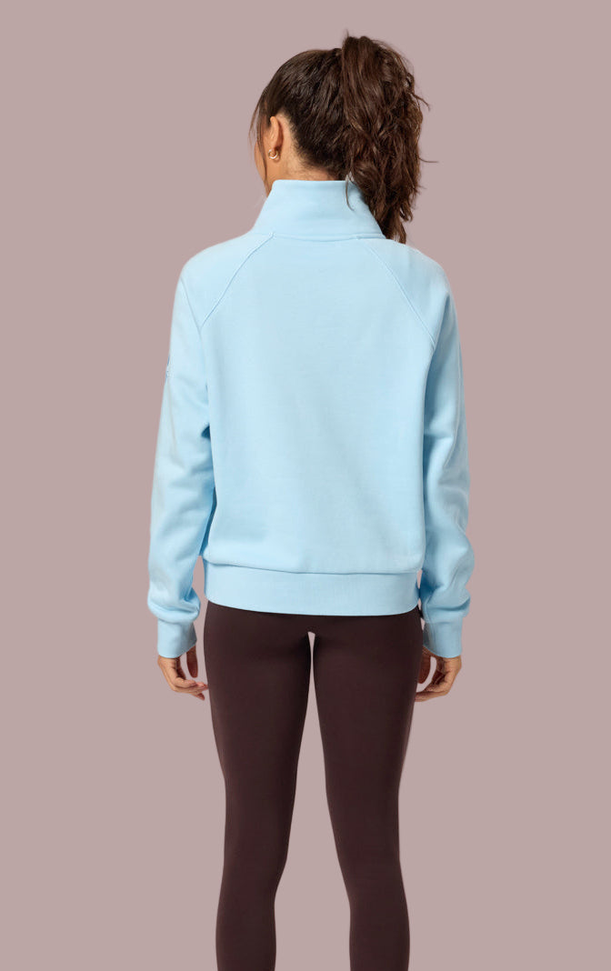 GYM+COFFEE Clubhouse Quarter Zip Hoodie - Baby Blue