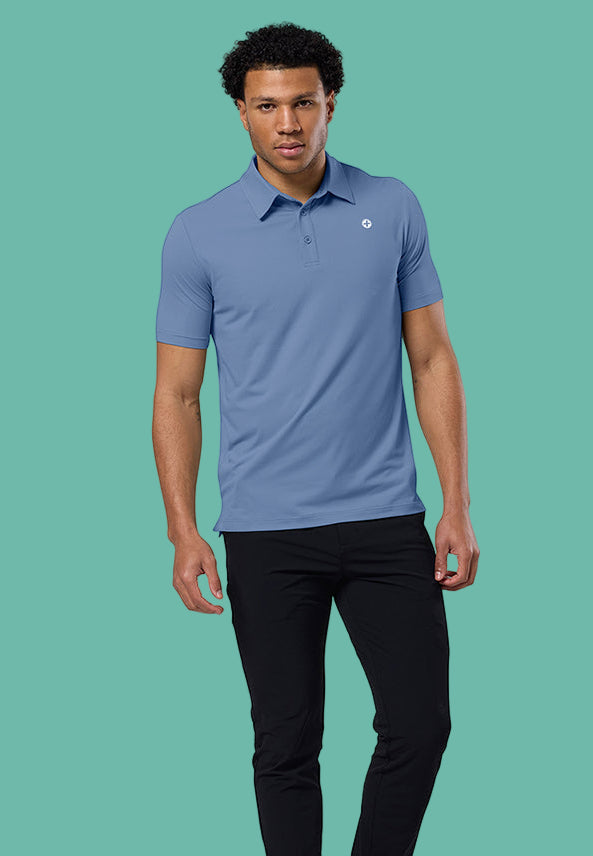 GYM+COFFEE POLO TEE - Oasis Blue
