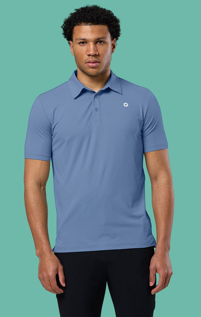 GYM+COFFEE POLO TEE - Oasis Blue