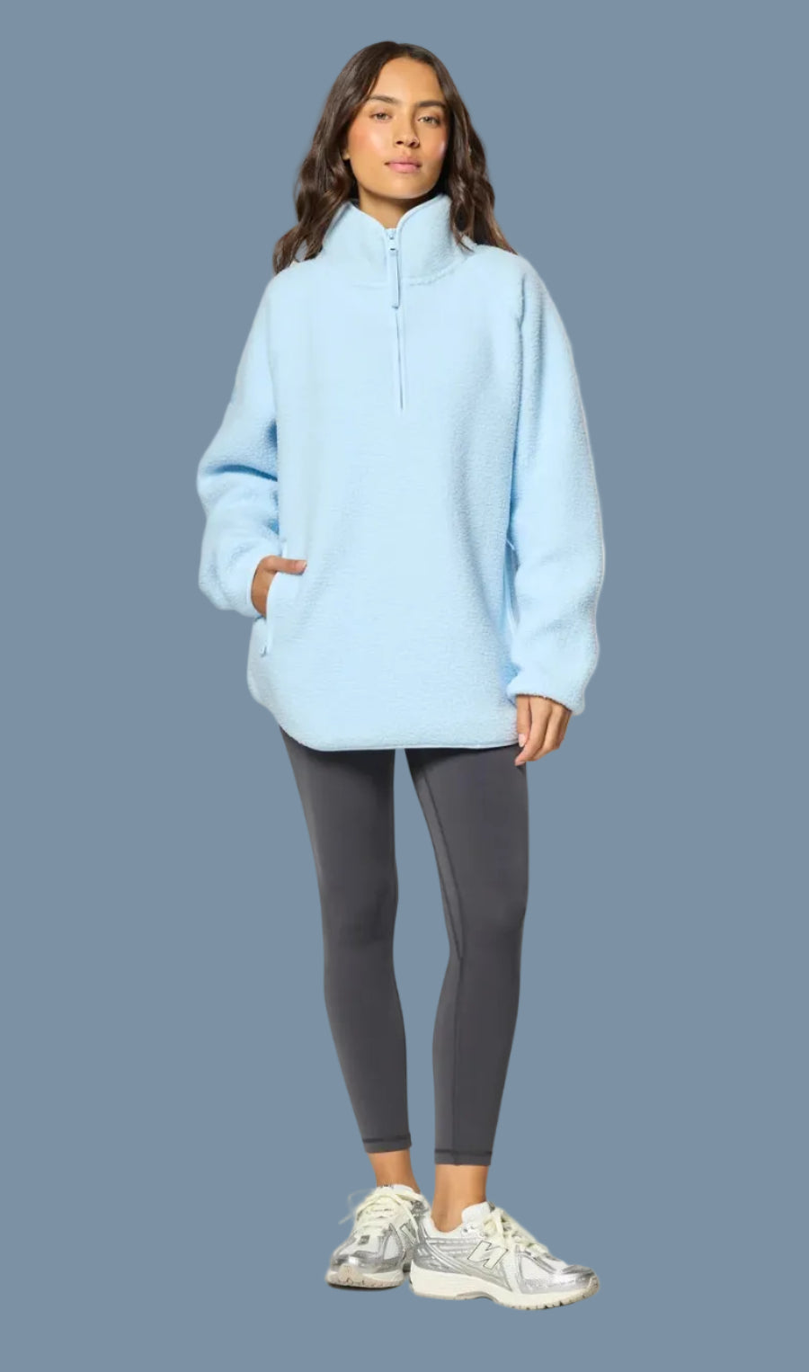 GYM+COFFEE Horizon Longline Half Zip - Glacial Blue