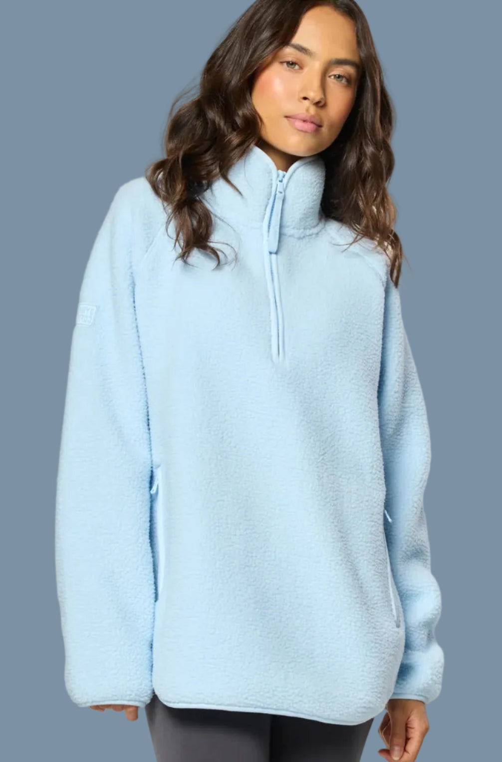 GYM+COFFEE Horizon Longline Half Zip - Glacial Blue