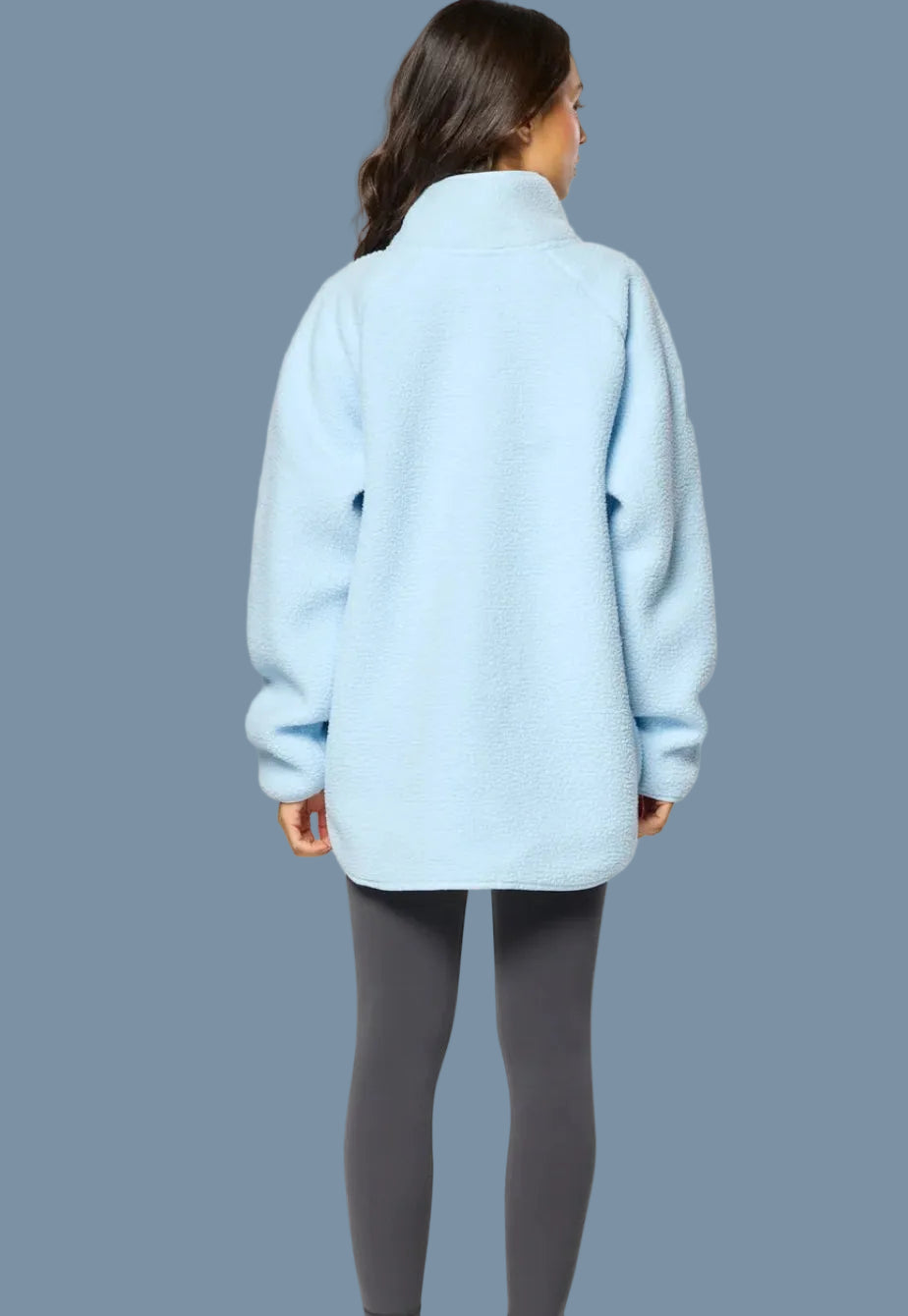 GYM+COFFEE Horizon Longline Half Zip - Glacial Blue