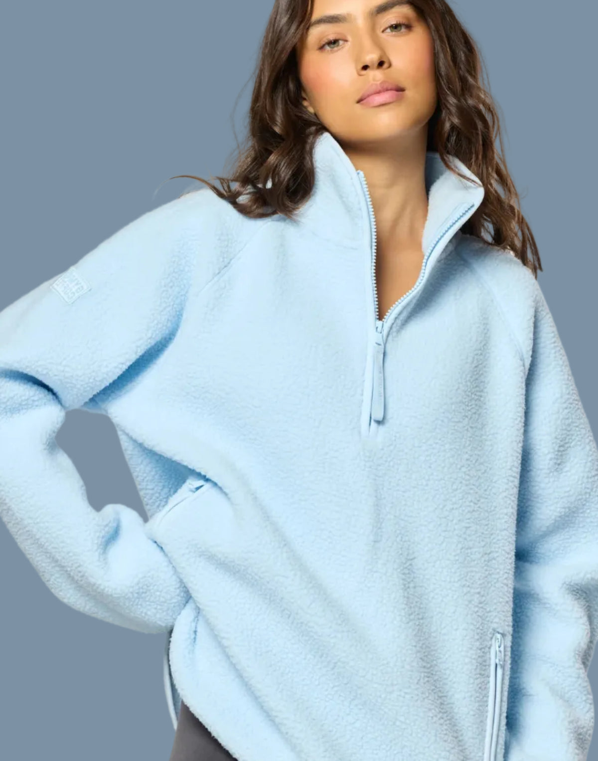 GYM+COFFEE Horizon Longline Half Zip - Glacial Blue