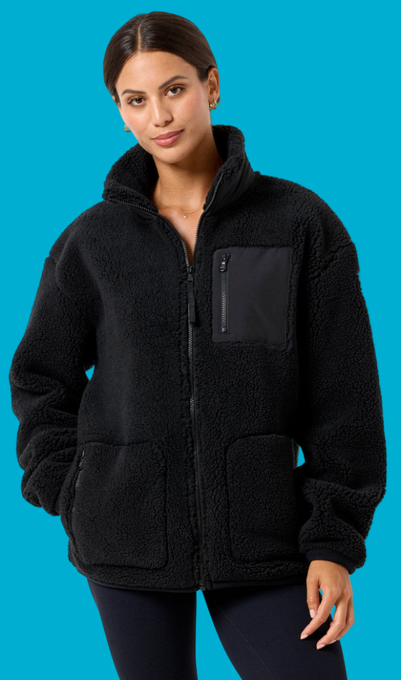 GYM+COFFEE INDUSTRY FLEECE JACKET - Black