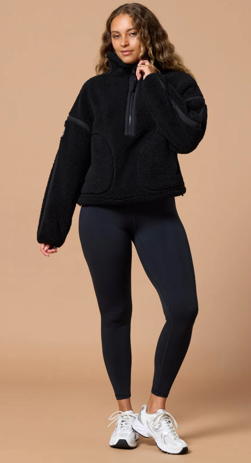 GYM+COFFEE Industry Fleece Half Zip - Deep Black