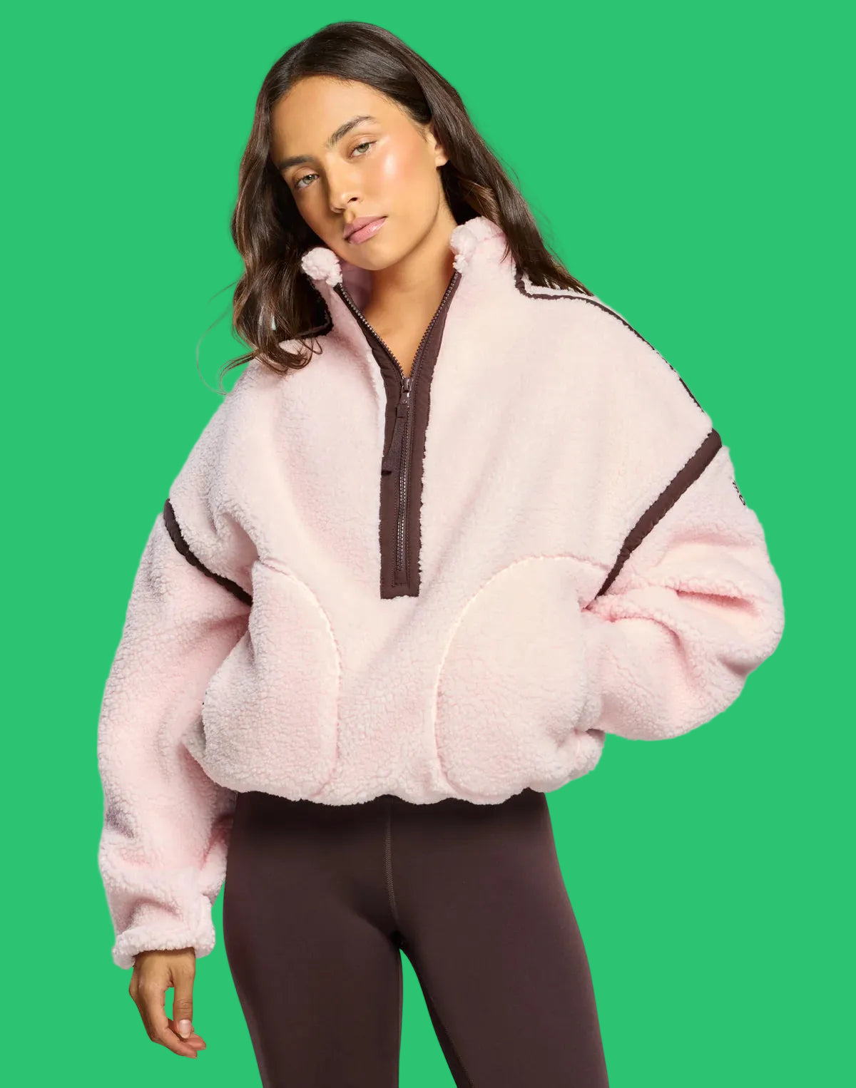 GYM + COFFEE INDUSTRY FLEECE - Ballet Pink Half Zip