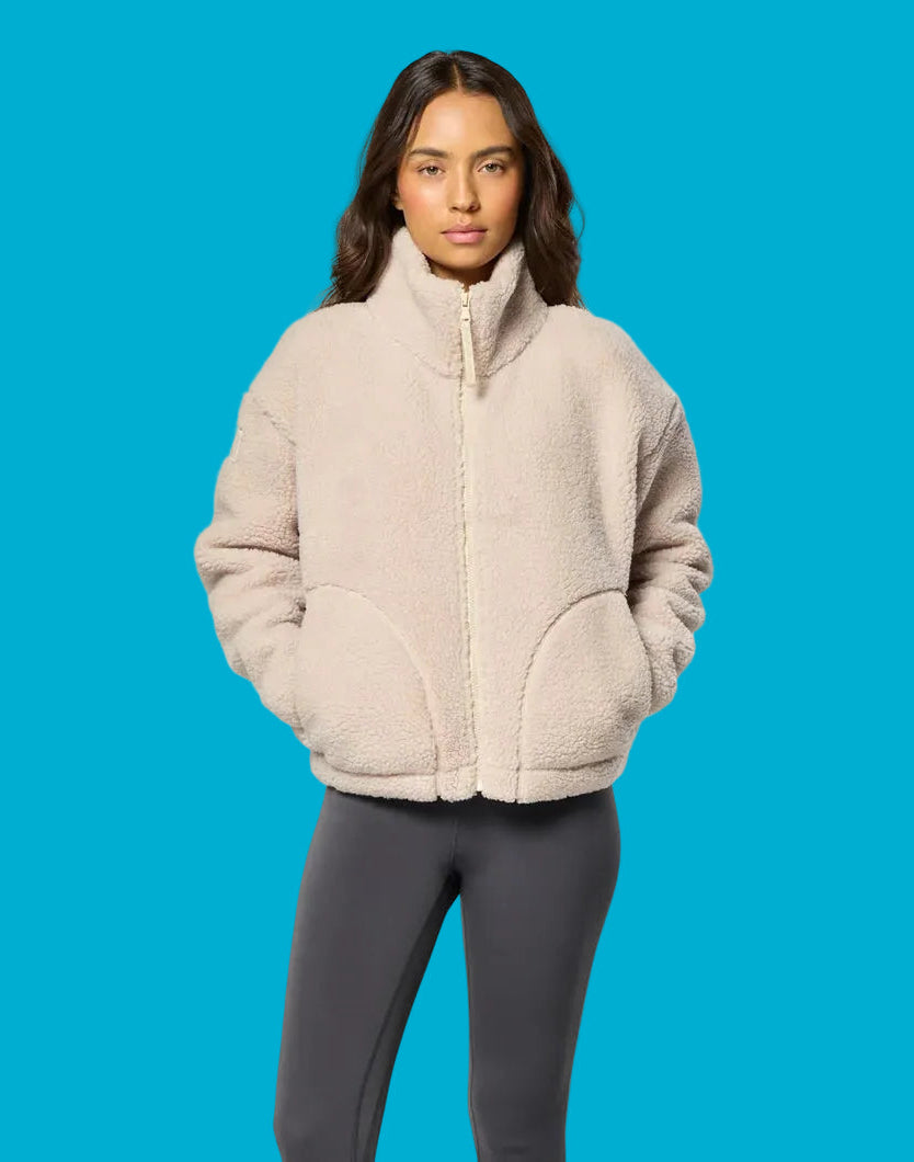 GYM+COFFEE Industry Fleece High Collar Jacket - Natural