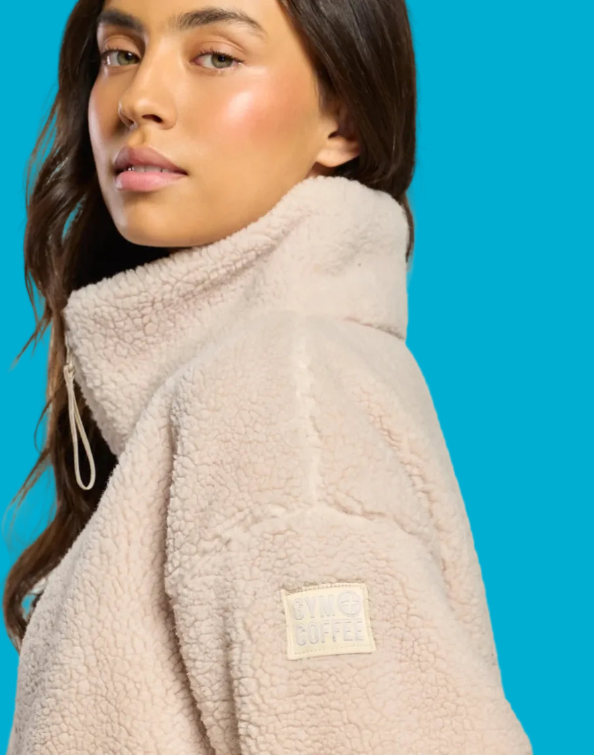 GYM+COFFEE Industry Fleece High Collar Jacket - Natural