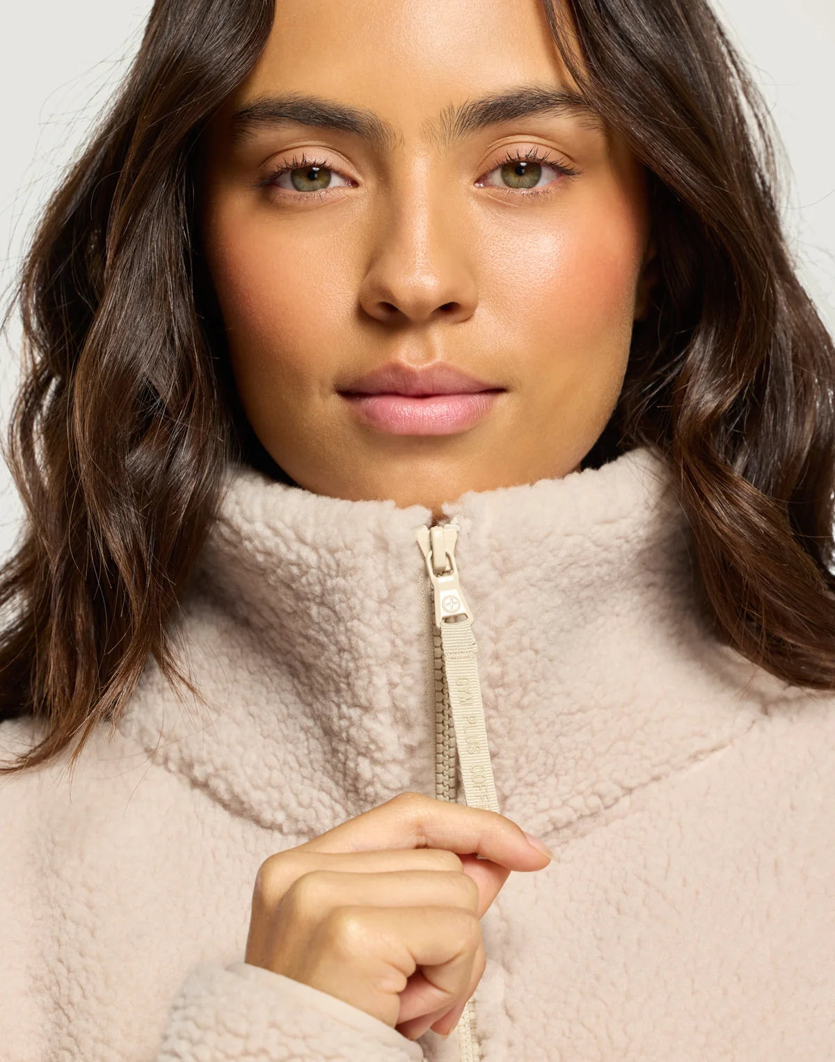 GYM+COFFEE Industry Fleece High Collar Jacket - Natural
