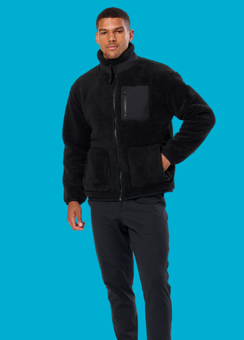 GYM+COFFEE INDUSTRY FLEECE JACKET - Black