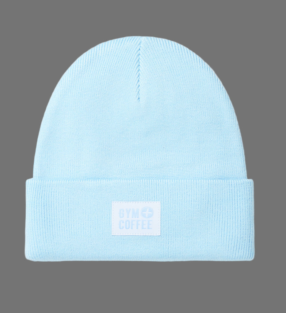 GYM+COFFEE KNIT BEANIE - Baby Blue