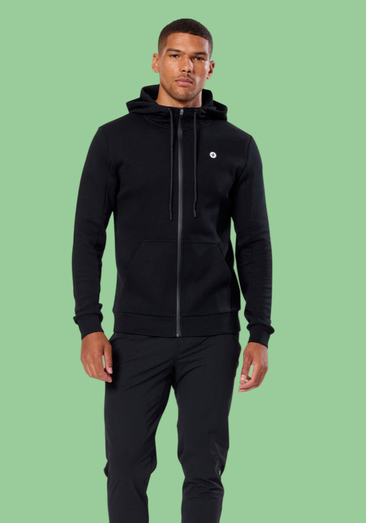 GYM+COFFEE RELENTLESS ZIP HOODIE - Black