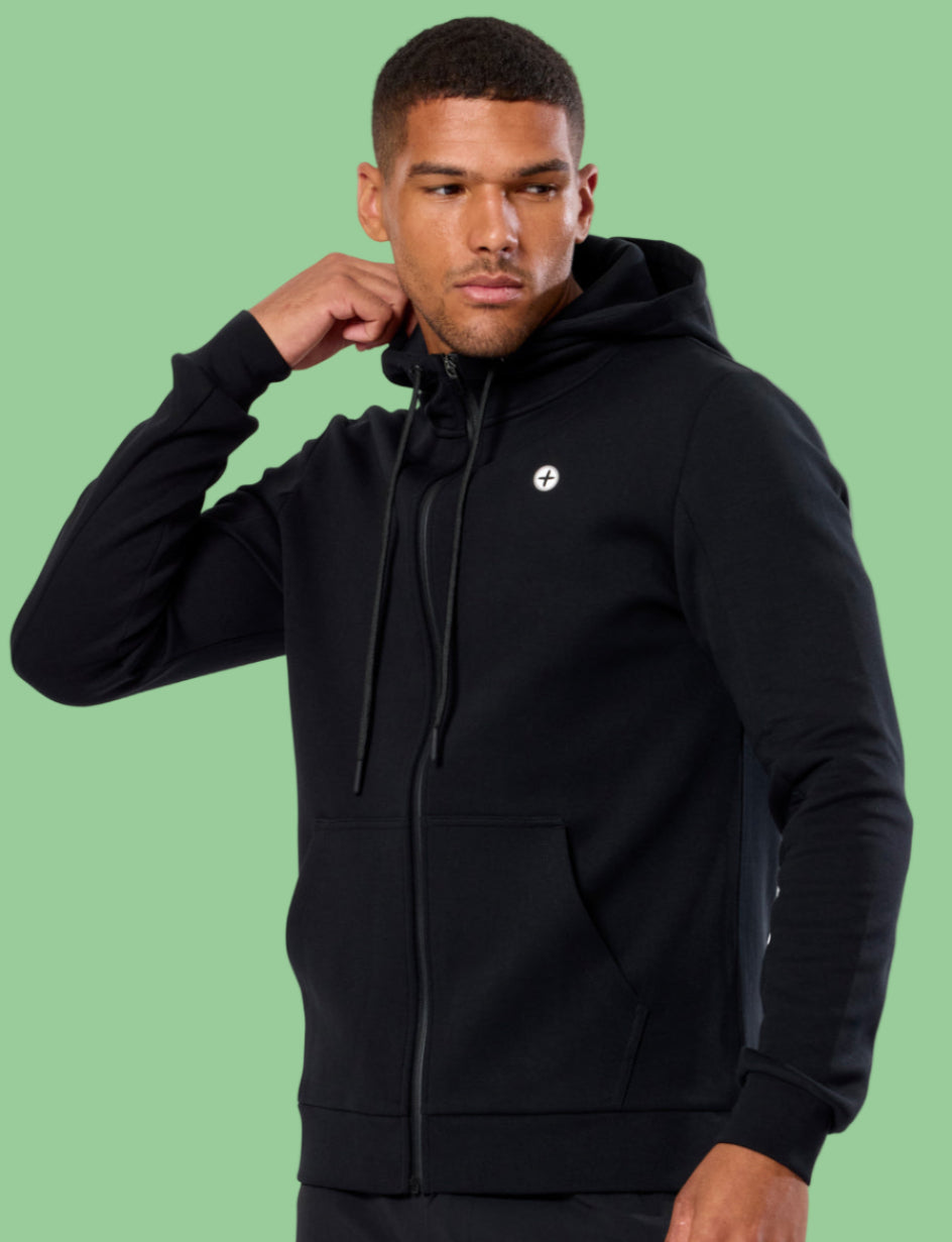 GYM+COFFEE RELENTLESS ZIP HOODIE - Black
