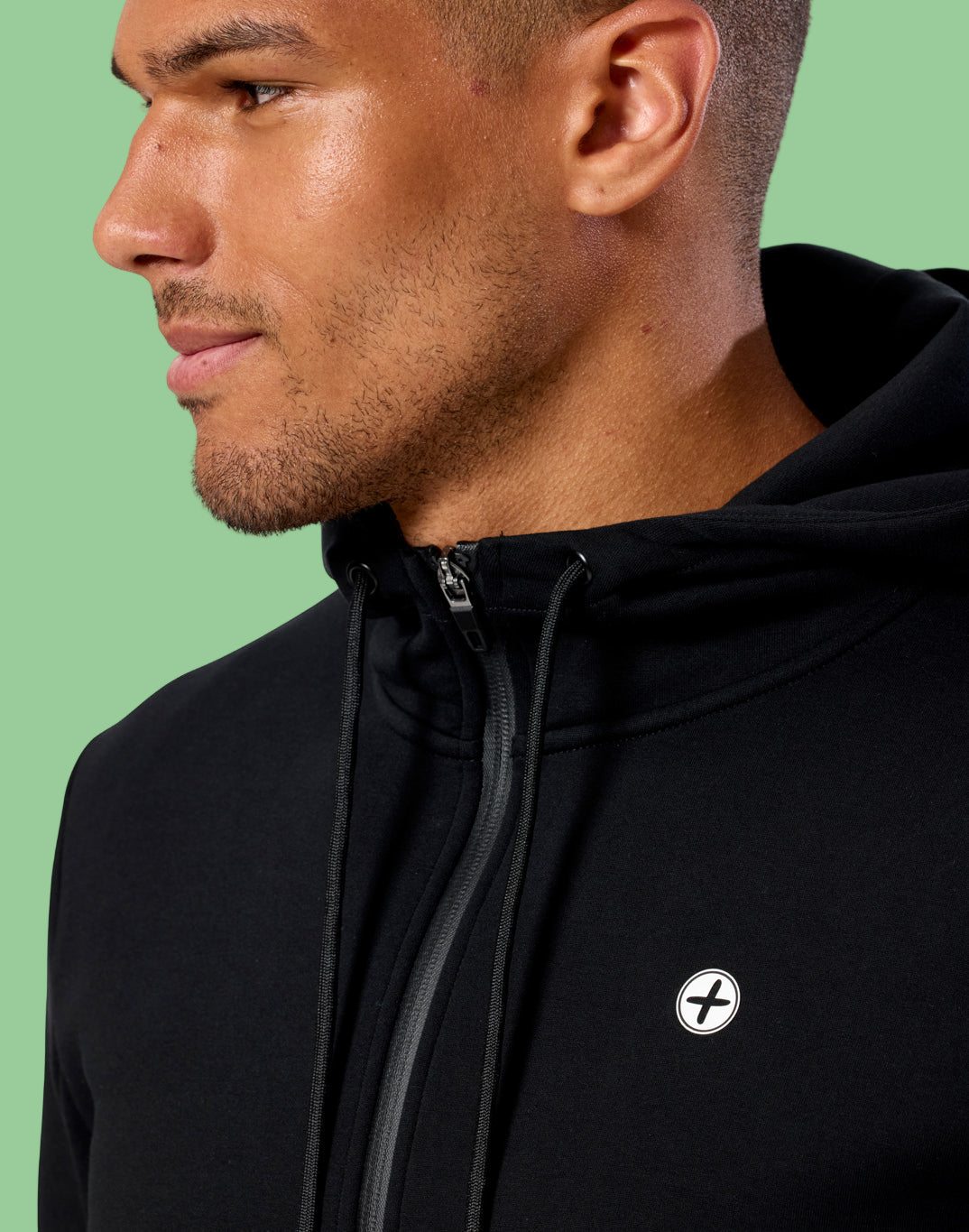 GYM+COFFEE RELENTLESS ZIP HOODIE - Black