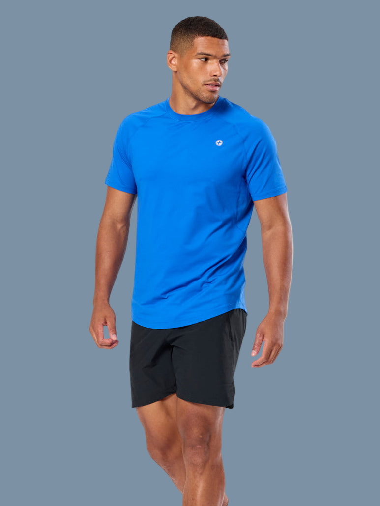 GYM+COFFEE RELENTLESS TEE - Azure Blue