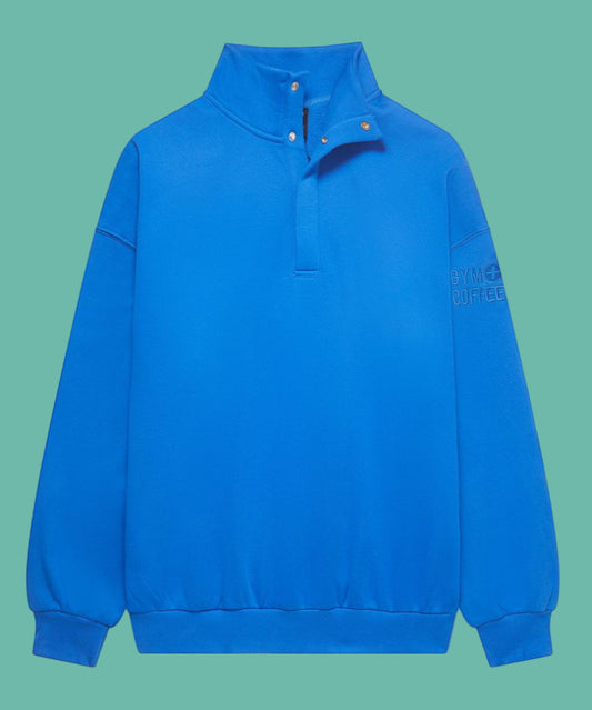 GYM+COFFEE SNAP COLLAR SIERRA SWEATSHIRT - Azure Blue
