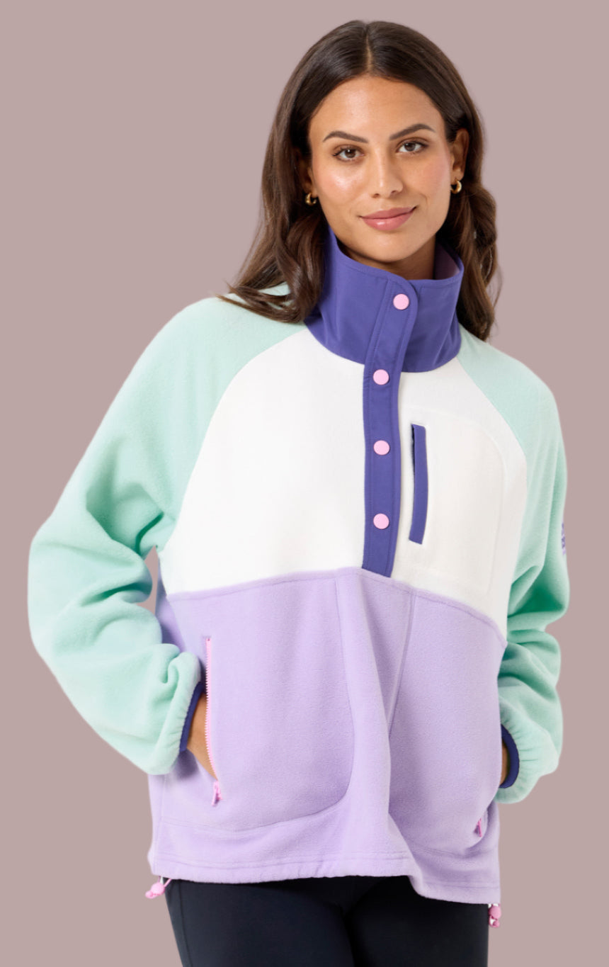 GYM+COFFEE Snap Polar Fleece - Lilac/Mint