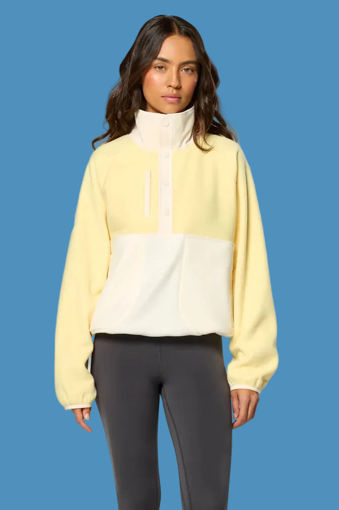 GYM+COFFEE Snap Polar Fleece - Pale Vanilla