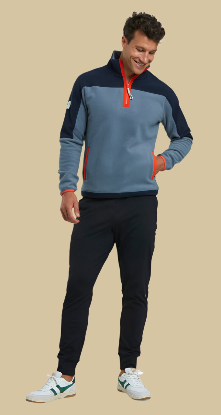 GYM+COFFEE -  Half Zip Fleece - Stone Blue