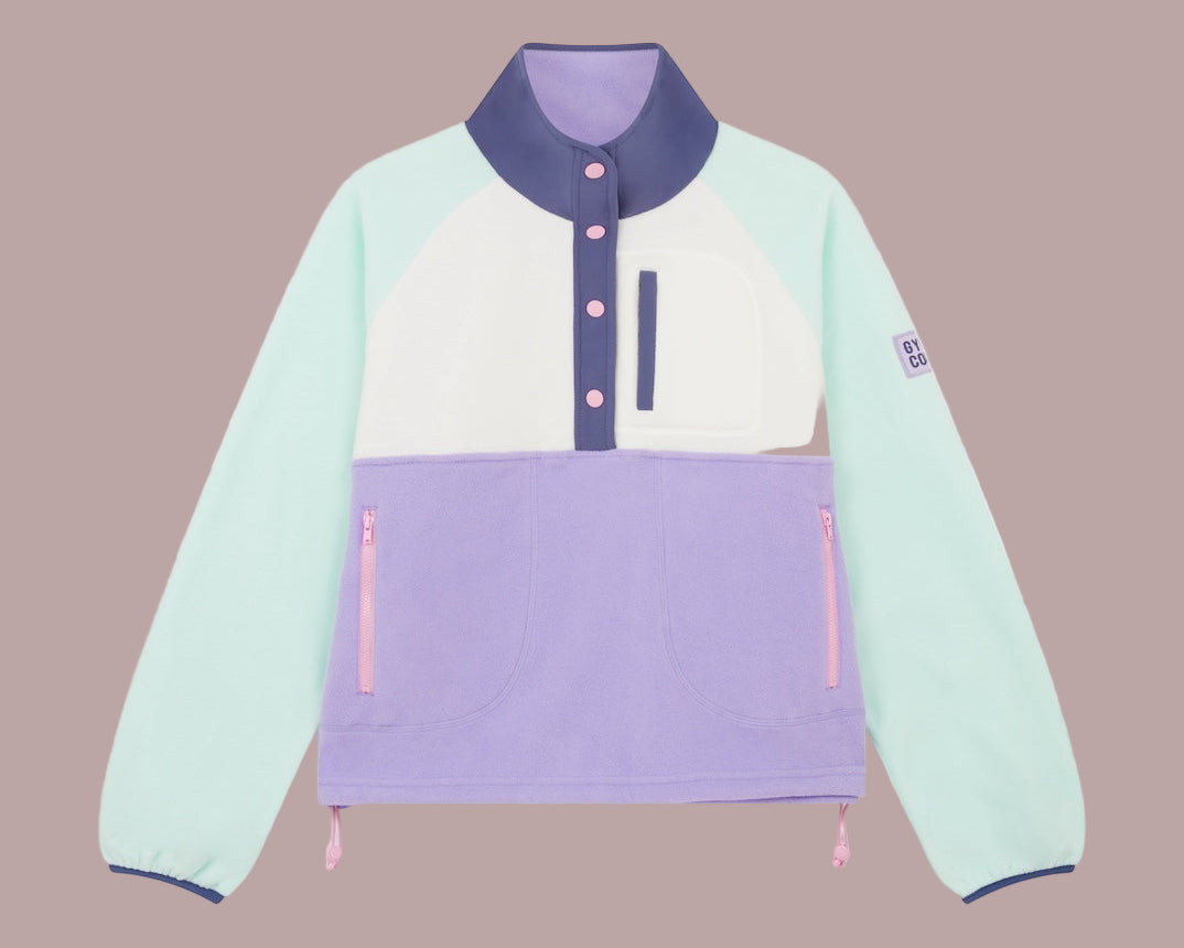 GYM+COFFEE Snap Polar Fleece - Lilac/Mint