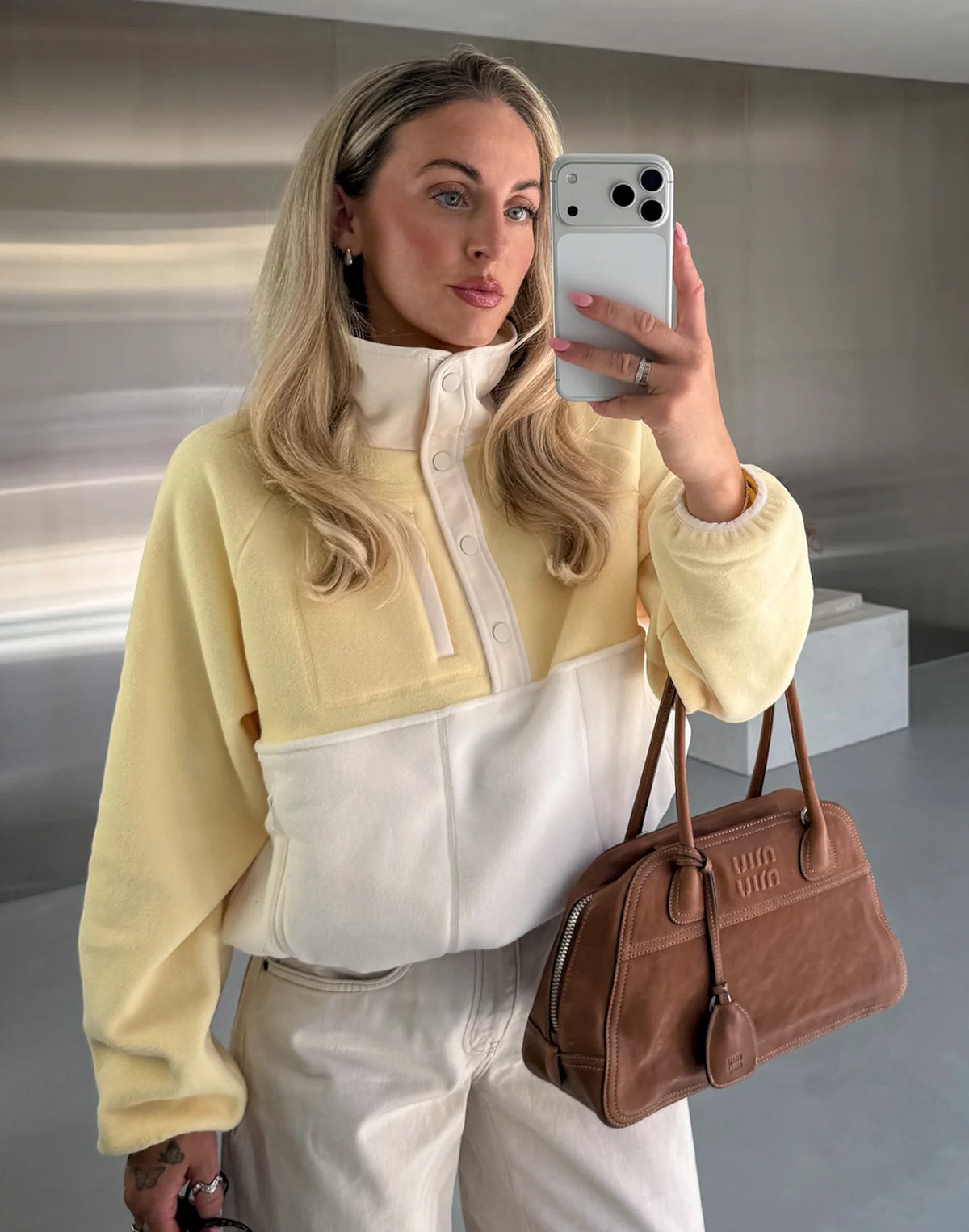GYM+COFFEE Snap Polar Fleece - Pale Vanilla
