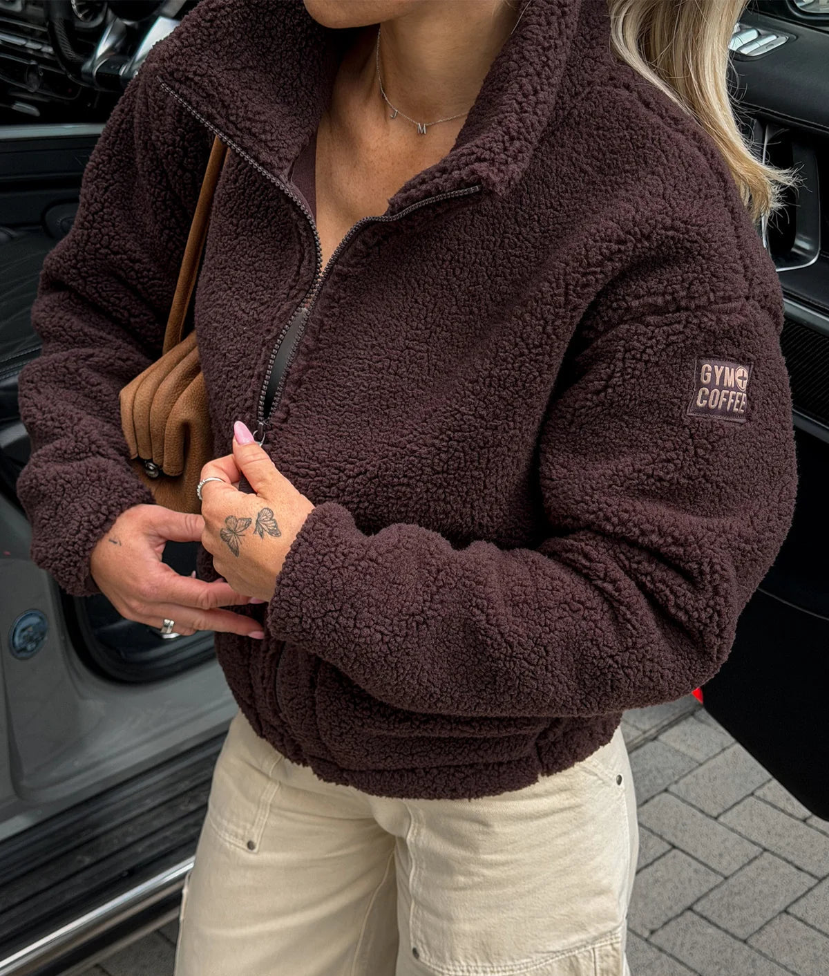 GYM+COFFEE MOCHA BEAN FULL ZIP FLEECE