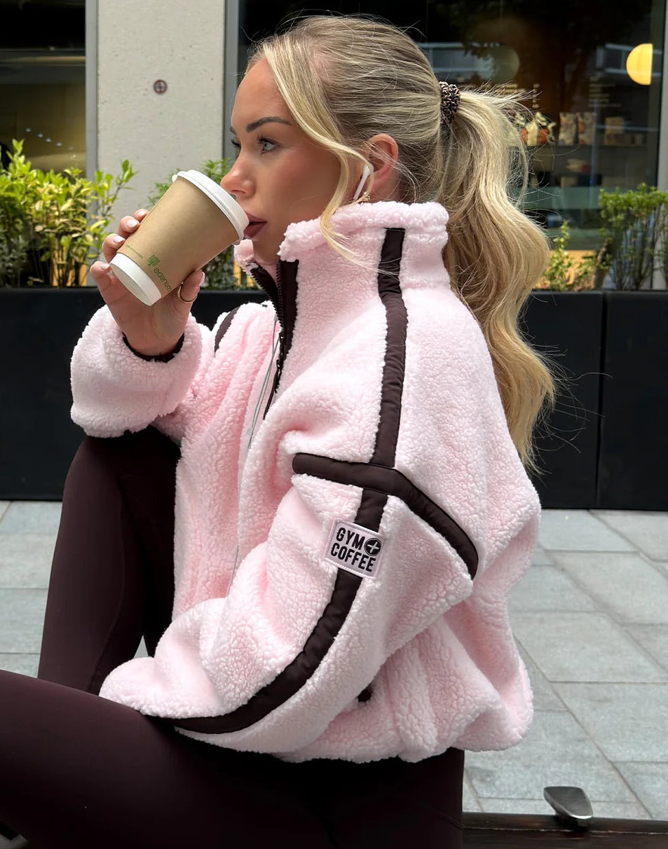 GYM + COFFEE INDUSTRY FLEECE - Ballet Pink Half Zip