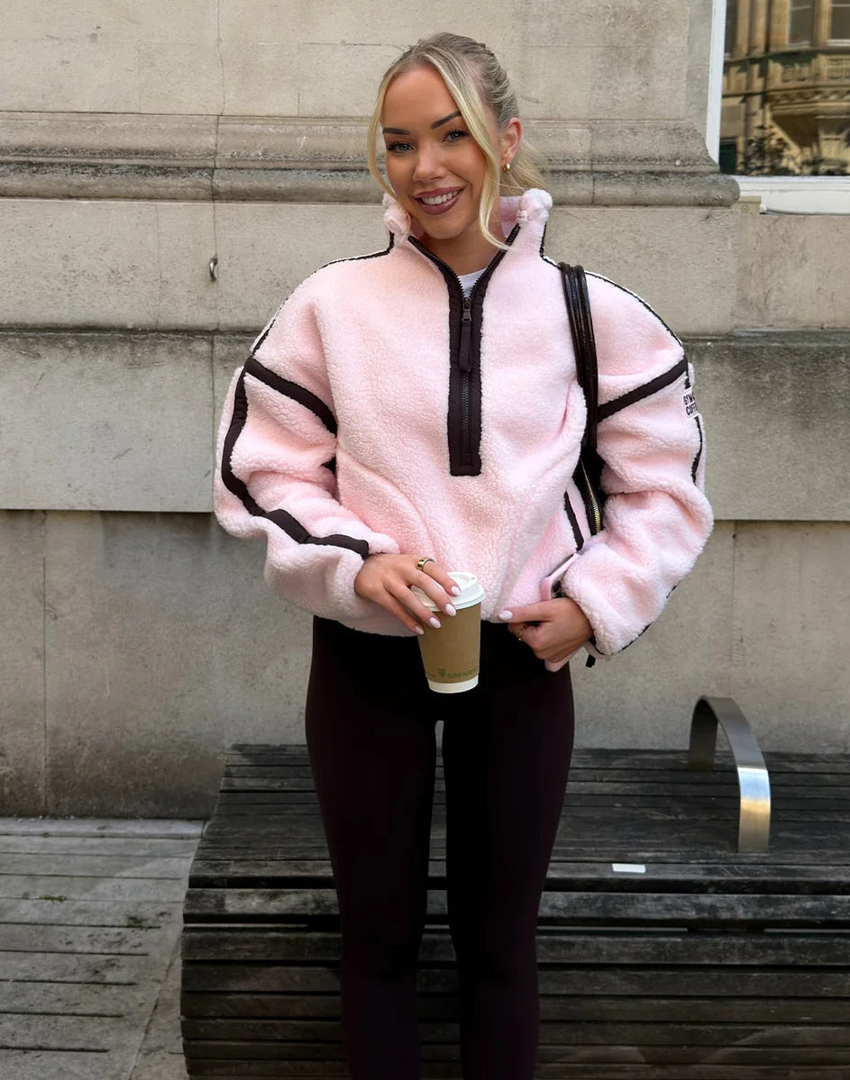 GYM + COFFEE INDUSTRY FLEECE - Ballet Pink Half Zip