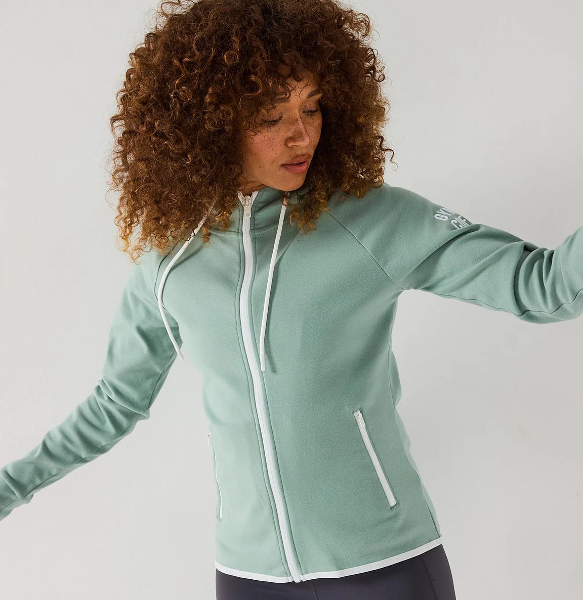 GYM + COFFEE - Mint Green Chill Full Zip Hoodie